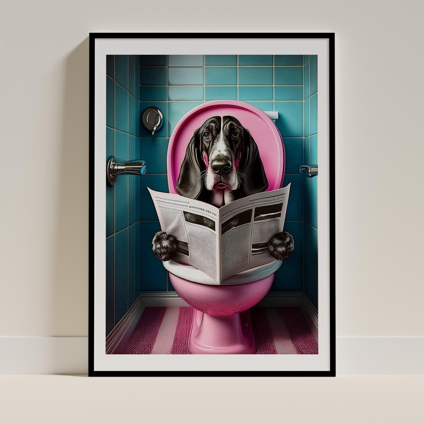 Bloodhound Toilet Dogs PInk and Turquise image 0