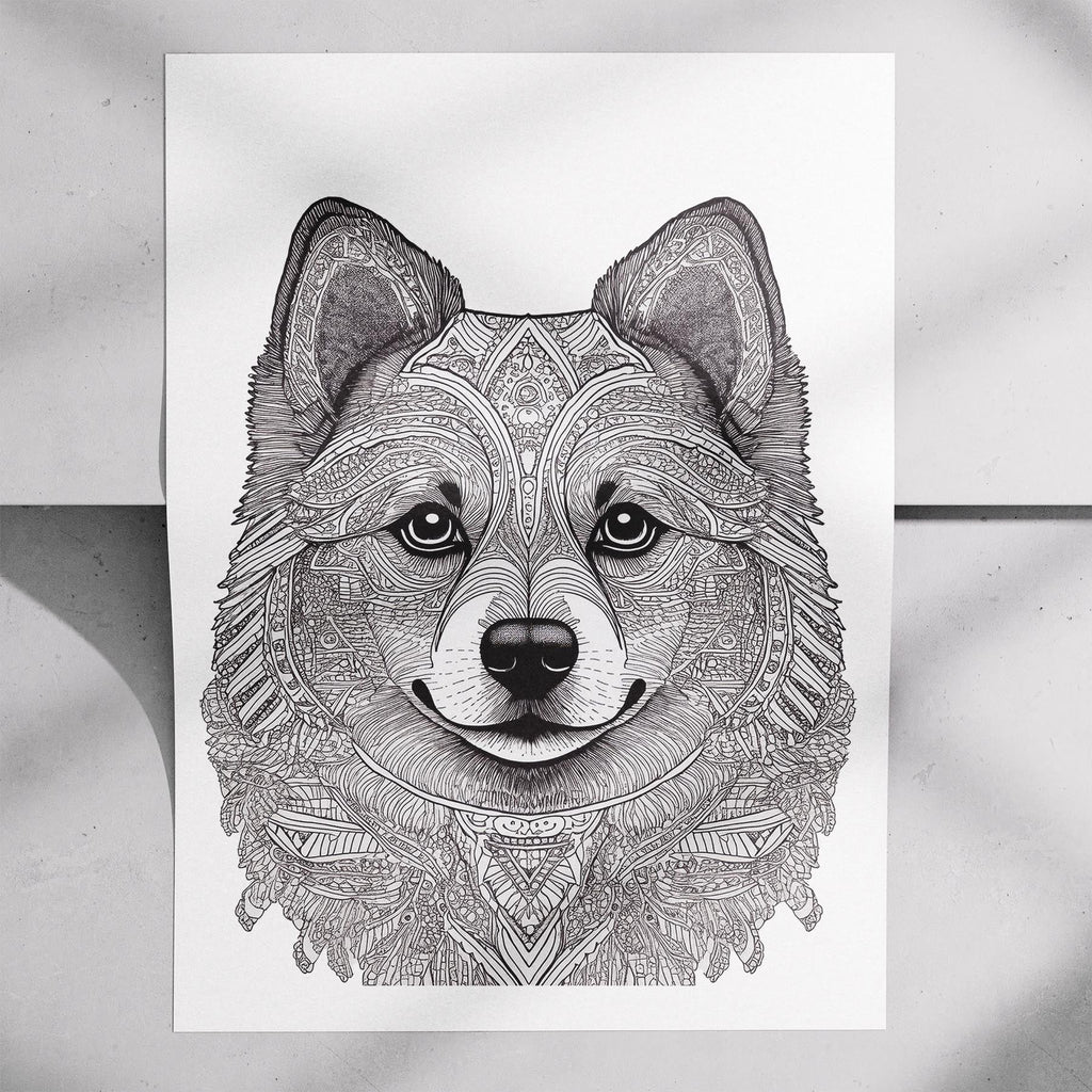 Pomeranian Mandala Black and White Dog Series image 7