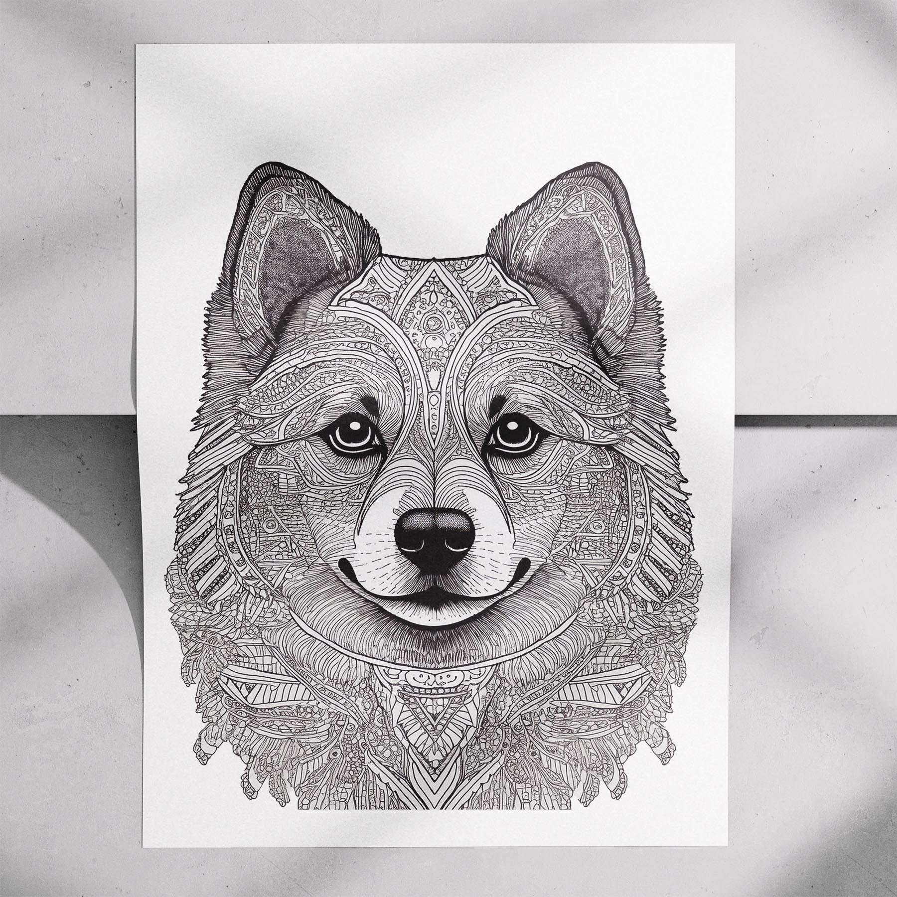 Pomeranian Mandala Black and White Dog Series image 7