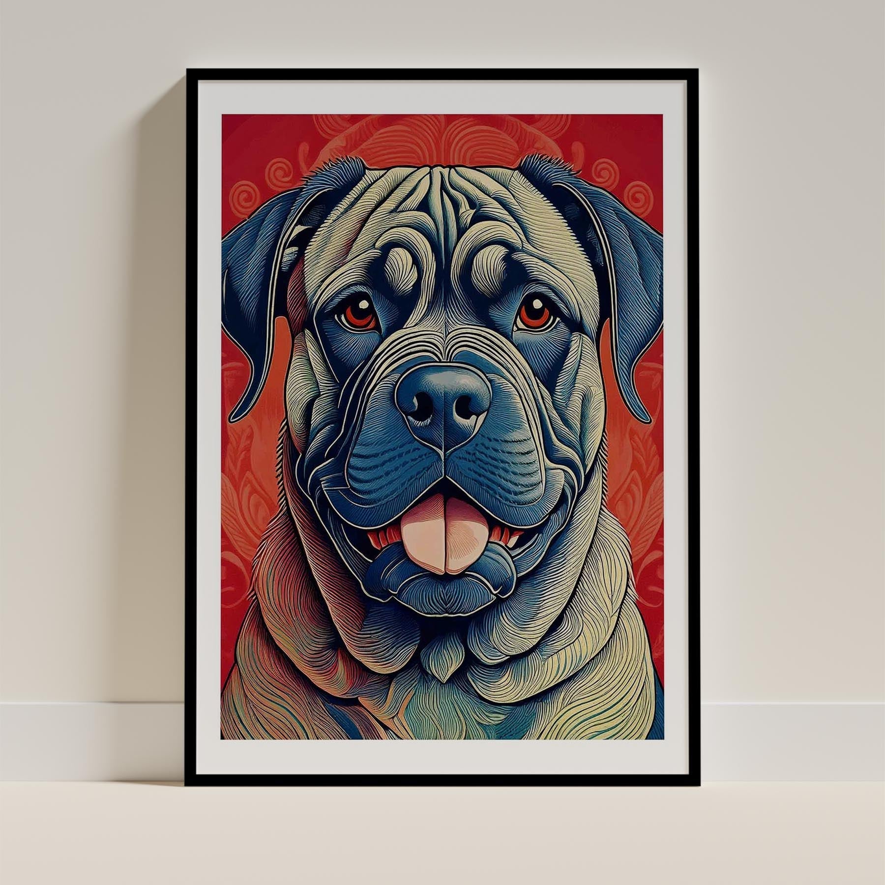 Dogue de Bordeaux Hokusai Japanese Inspired Dog Series image 0
