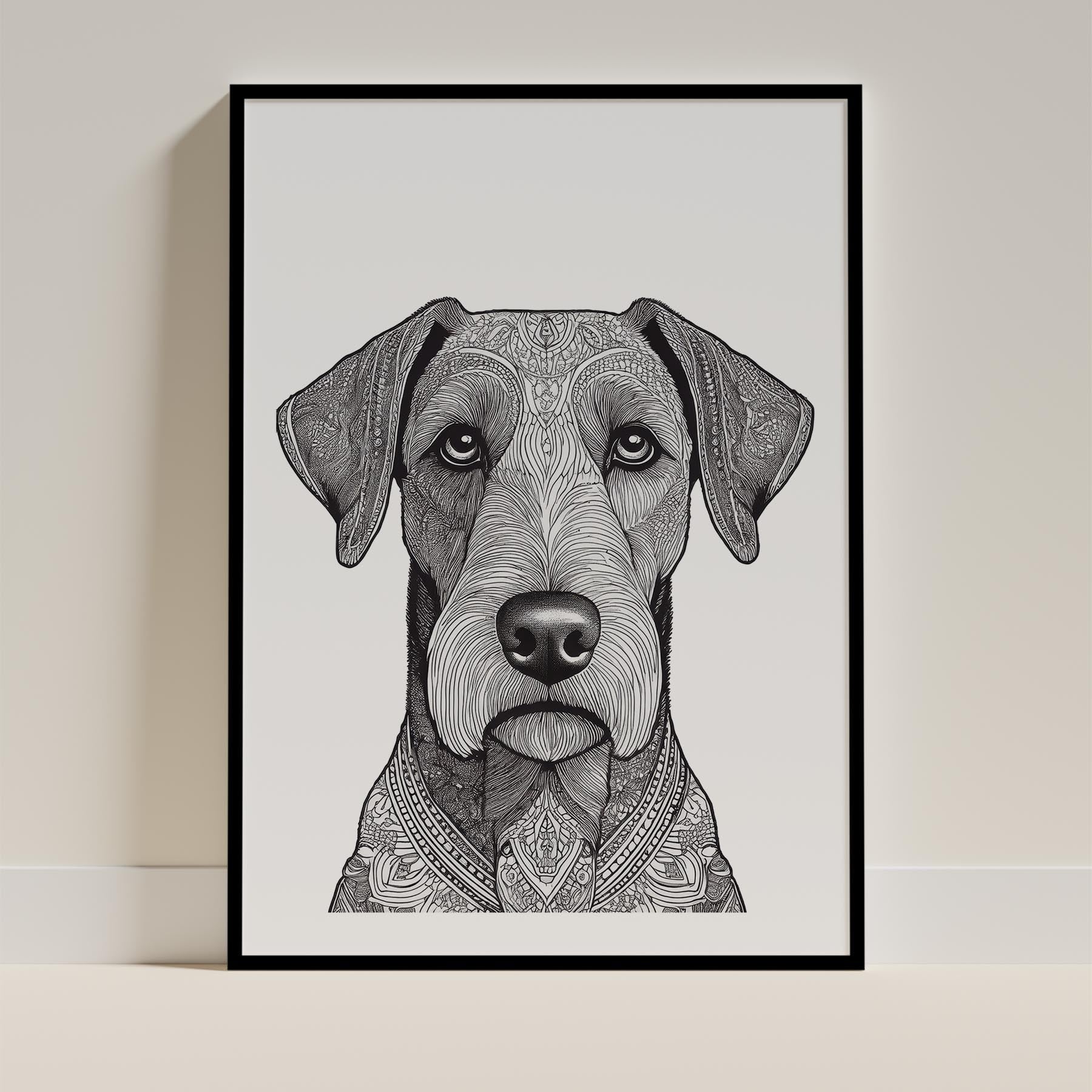 Airedale Mandala Black and White Dog Series image 0