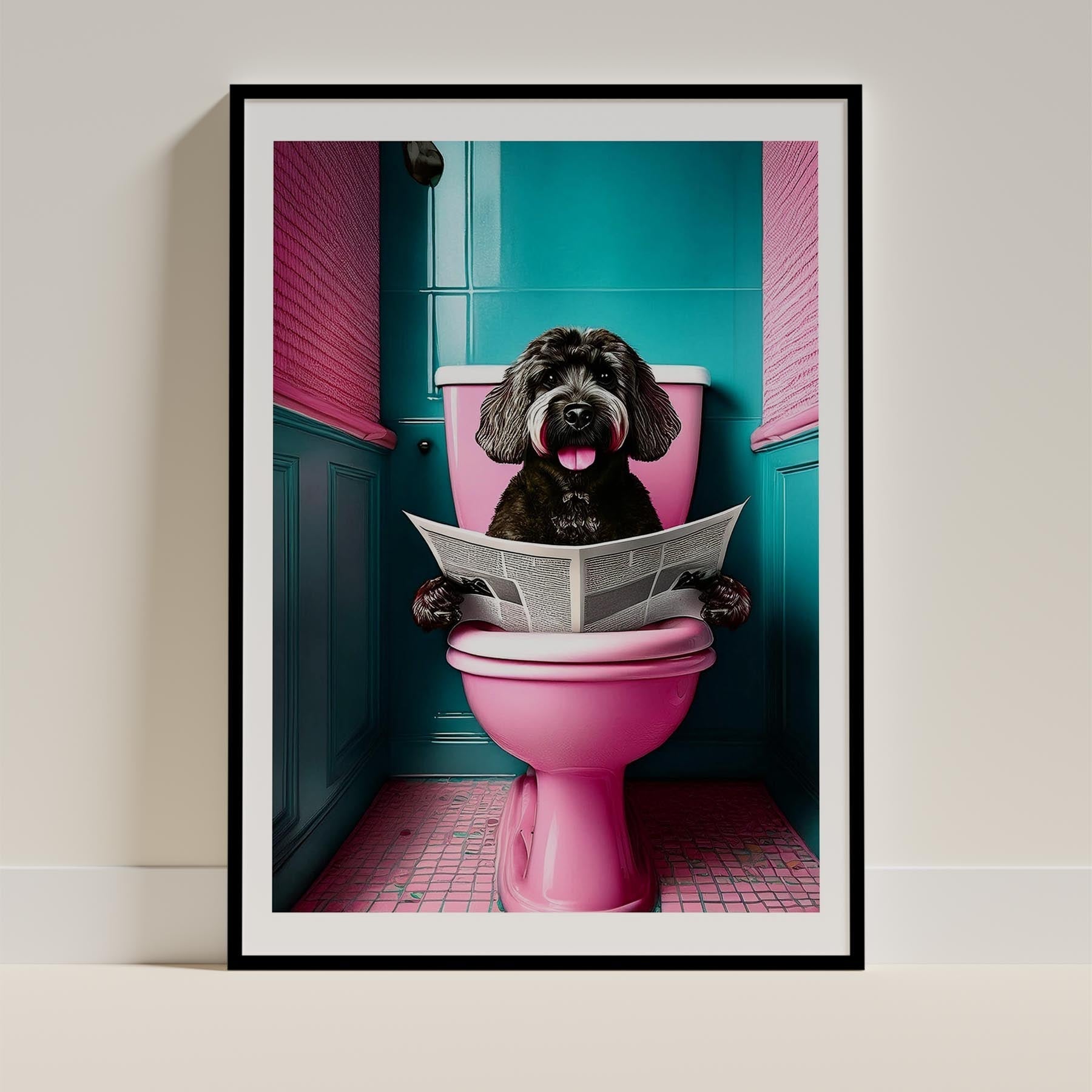 Groodle Toilet Dogs PInk and Turquise image 0