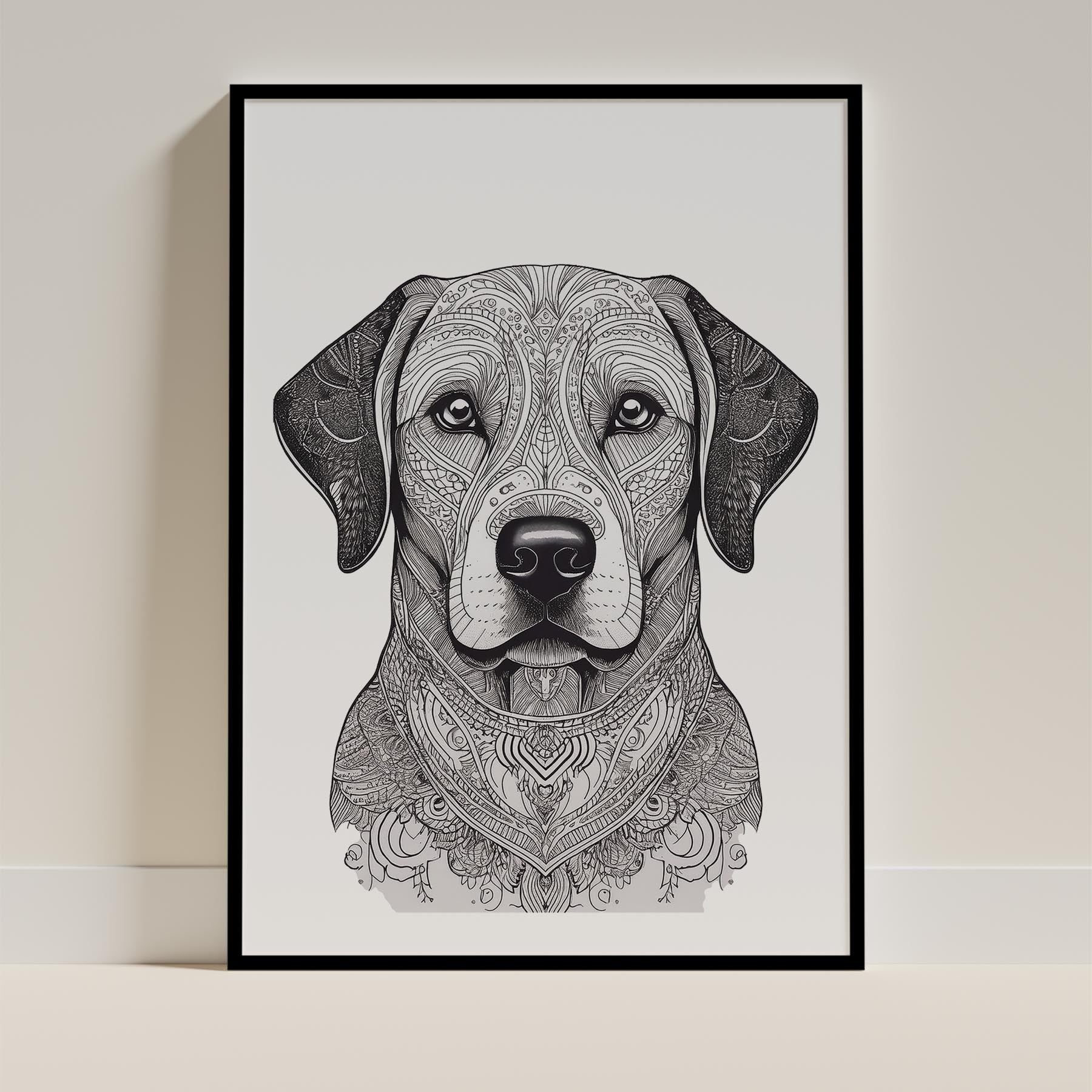 Labrador Retriever Mandala Black and White Dog Series image 0