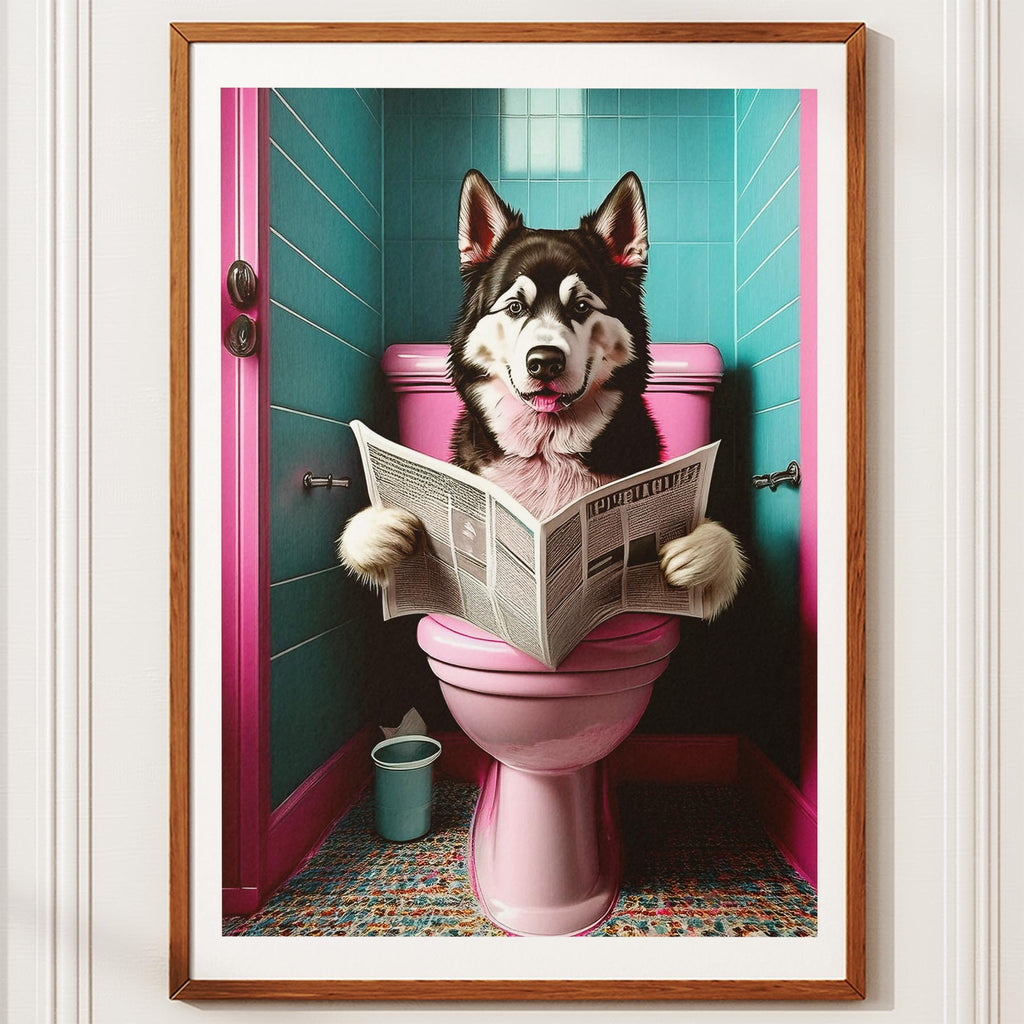 Alaskan Malamute Toilet Dogs PInk and Turquise image 10
