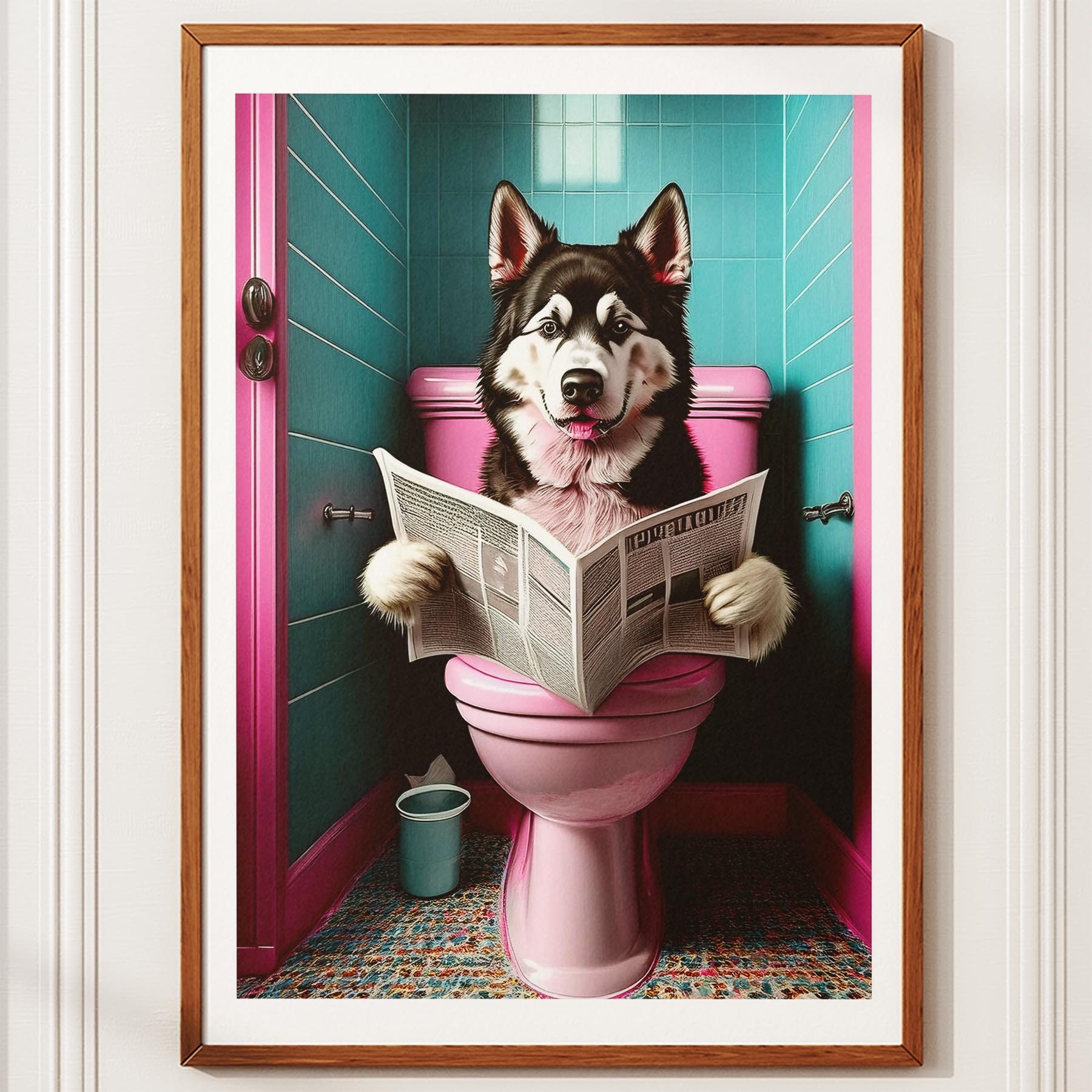 Alaskan Malamute Toilet Dogs PInk and Turquise image 10