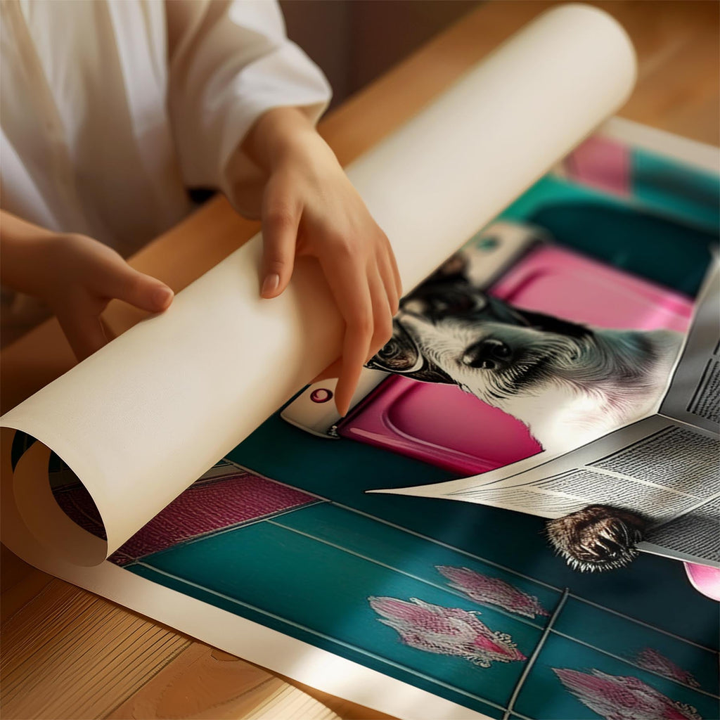 Fox Terrier Toilet Dogs PInk and Turquise image 1