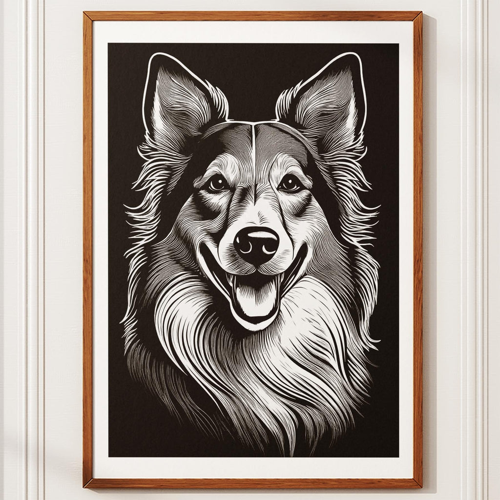 Rough Smooth Collie Line Dog Series in Black and White image 10
