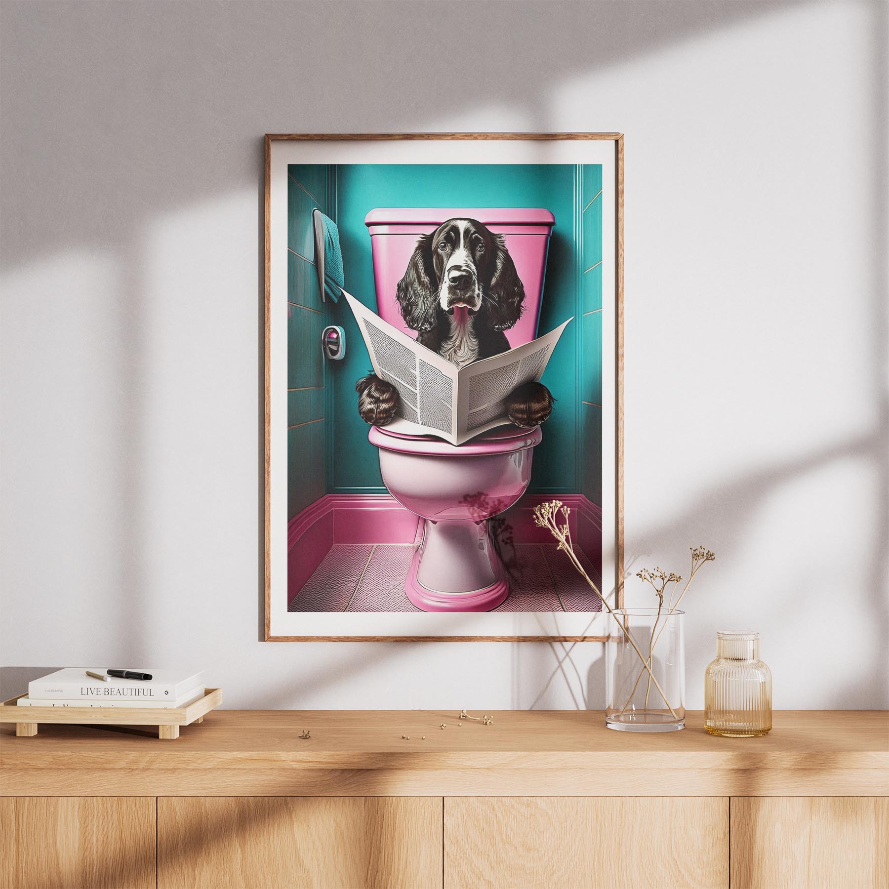 Gordon Setter Toilet Dogs PInk and Turquise image 8