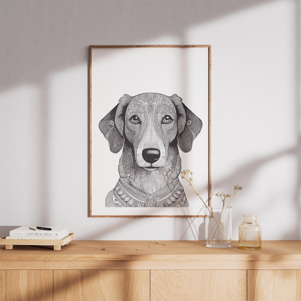 Borzoi Mandala Black and White Dog Series image 8