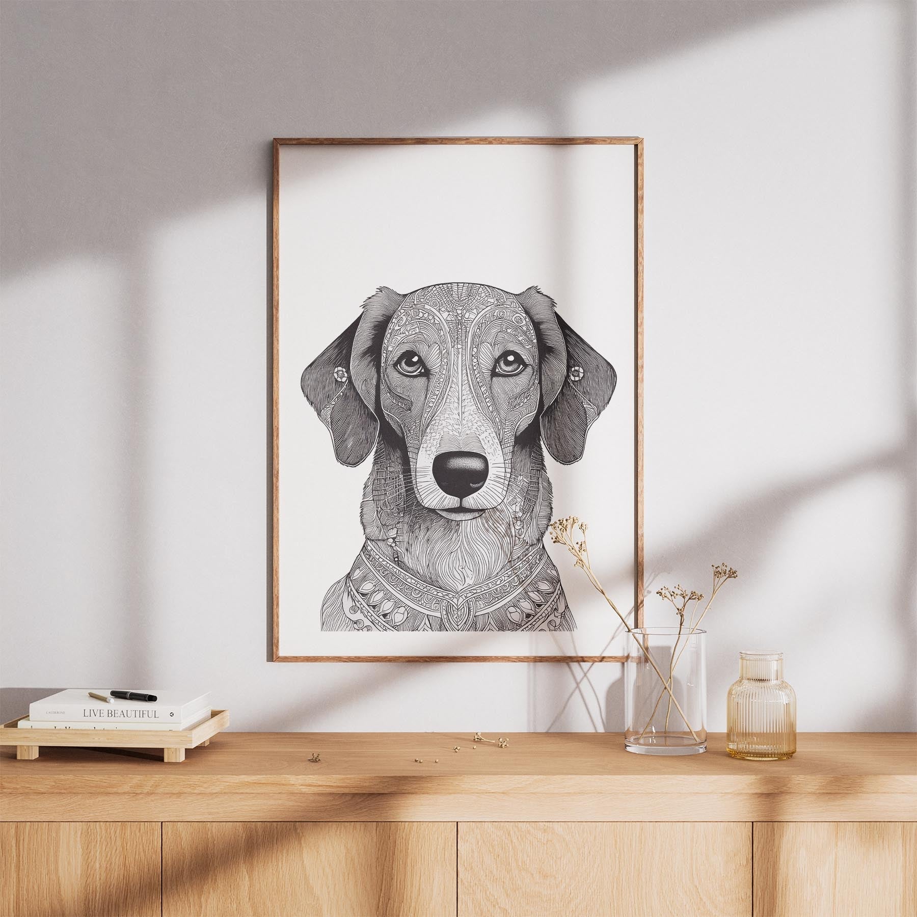 Borzoi Mandala Black and White Dog Series image 8