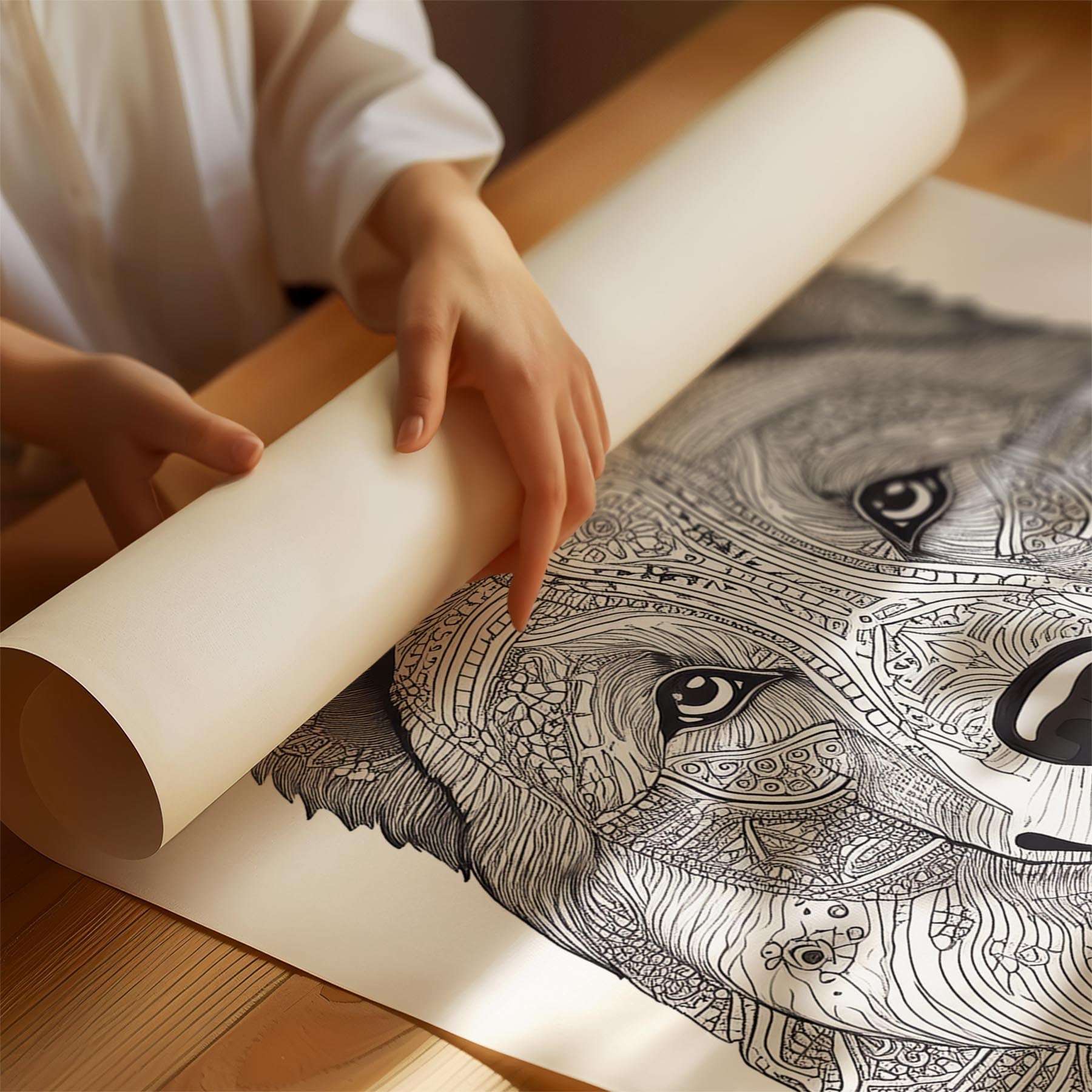 Samoyed Mandala Black and White Dog Series image 1