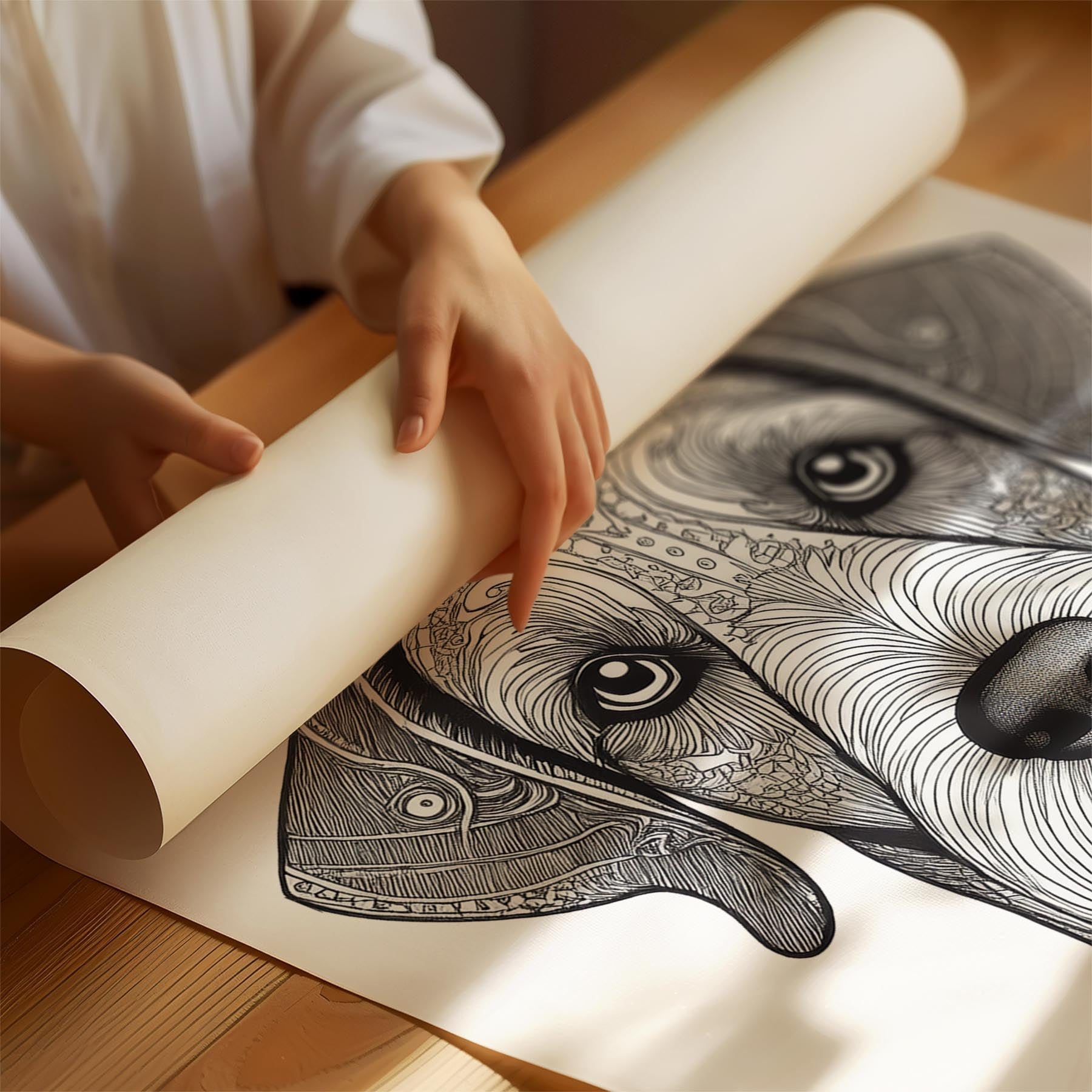 Black Russian Terrier Mandala Black and White Dog Series image 1