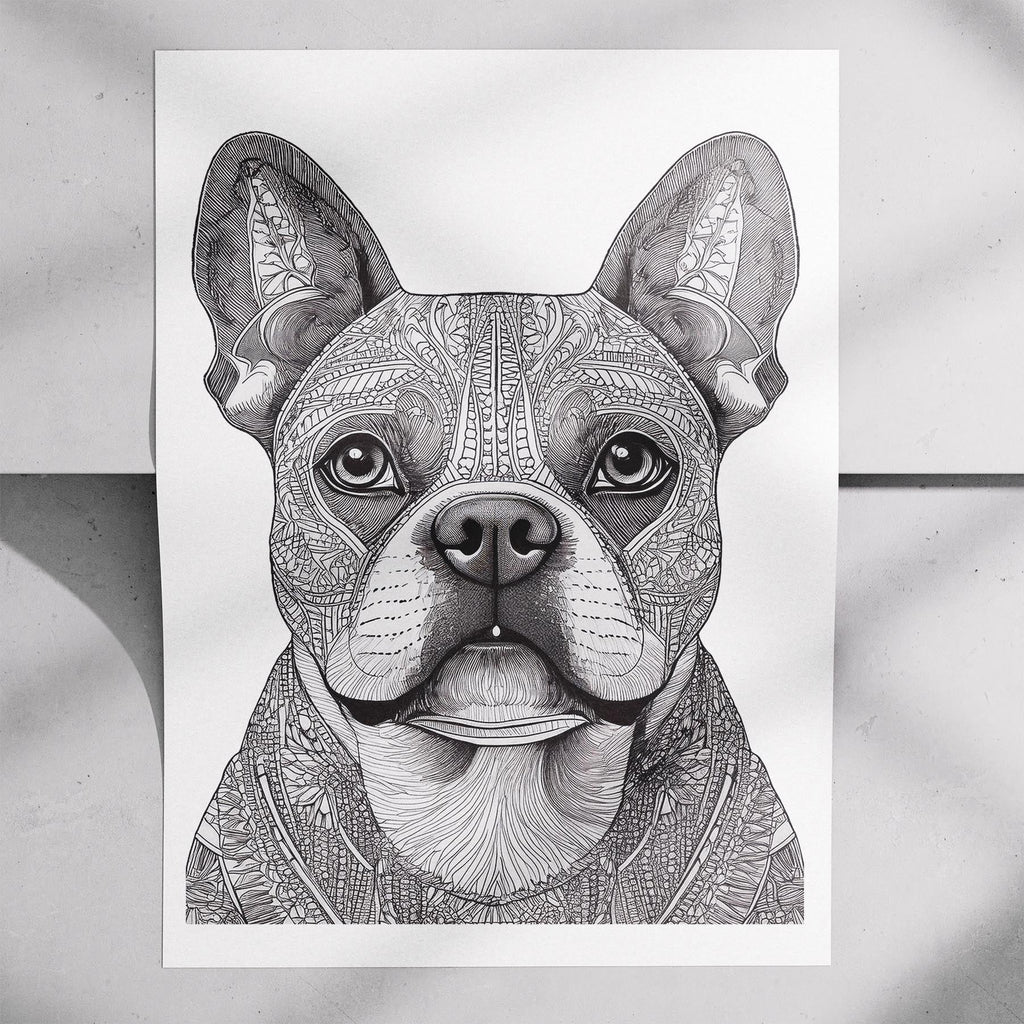 French Bulldog Mandala Black and White Dog Series image 7