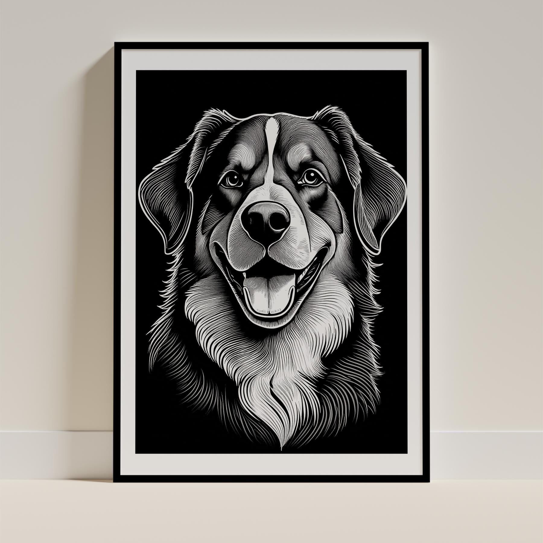 Bernese Mountain Dog Line Dog Series in Black and White image 0