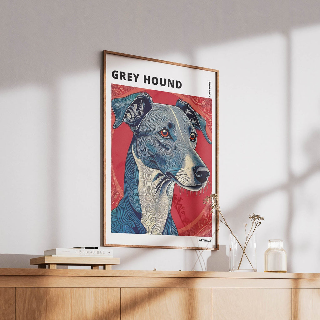 Greyhound Hokusai Japanese Inspired Dog Series with Text image 5