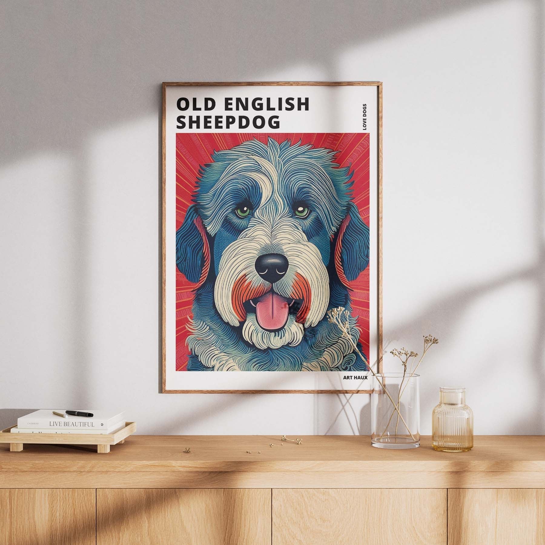 Old English Sheepdog Hokusai Japanese Inspired Dog Series with Text image 7
