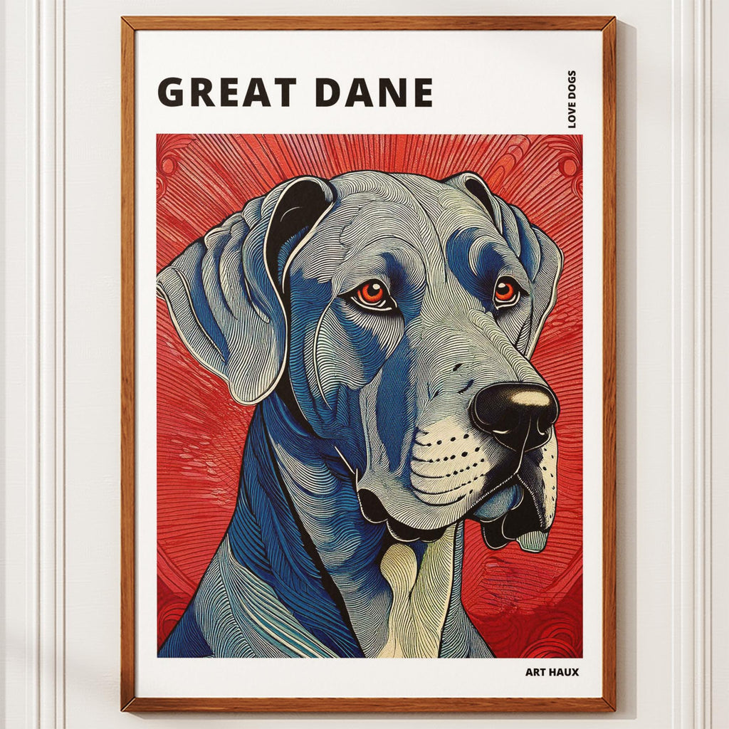 Great Dane Hokusai Japanese Inspired Dog Series with Text image 9