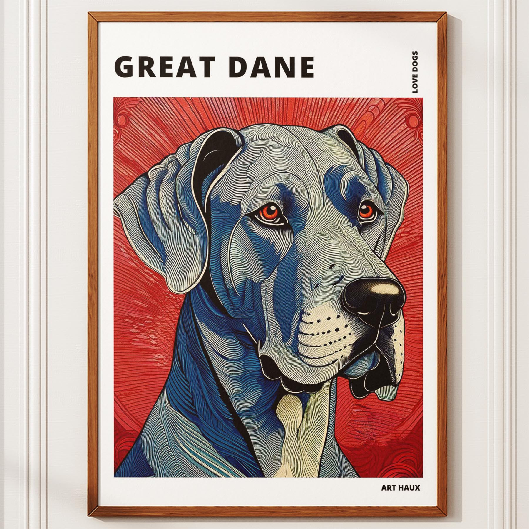 Great Dane Hokusai Japanese Inspired Dog Series with Text image 9
