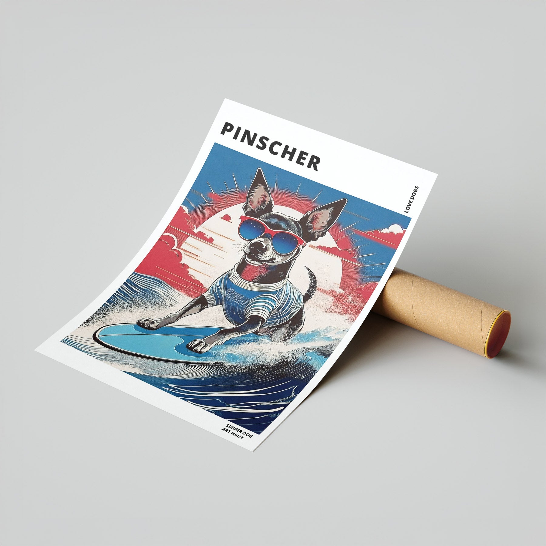 Pinscher Hokosai Surfer Dogs 1 image 7