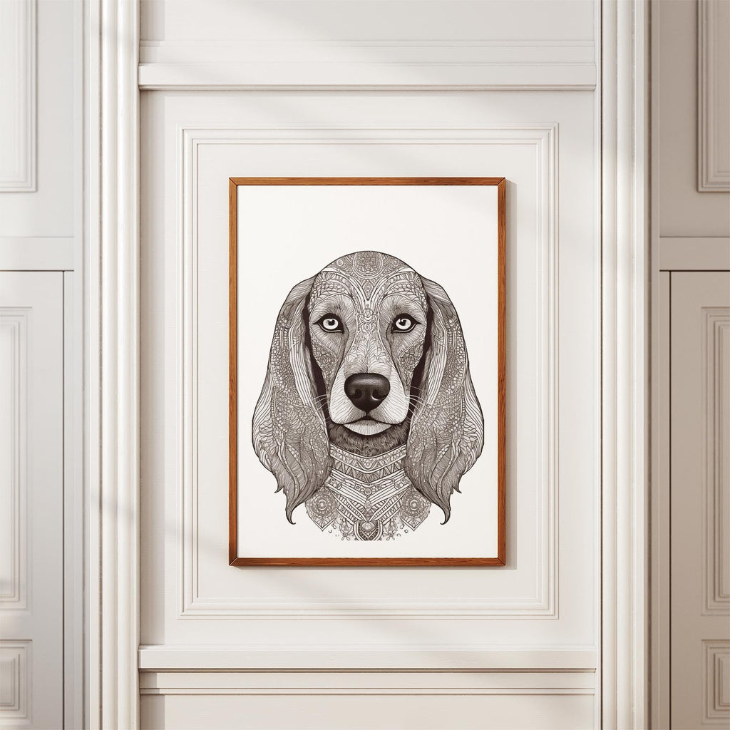 Afghan Mandala Black and White Dog Series image 3