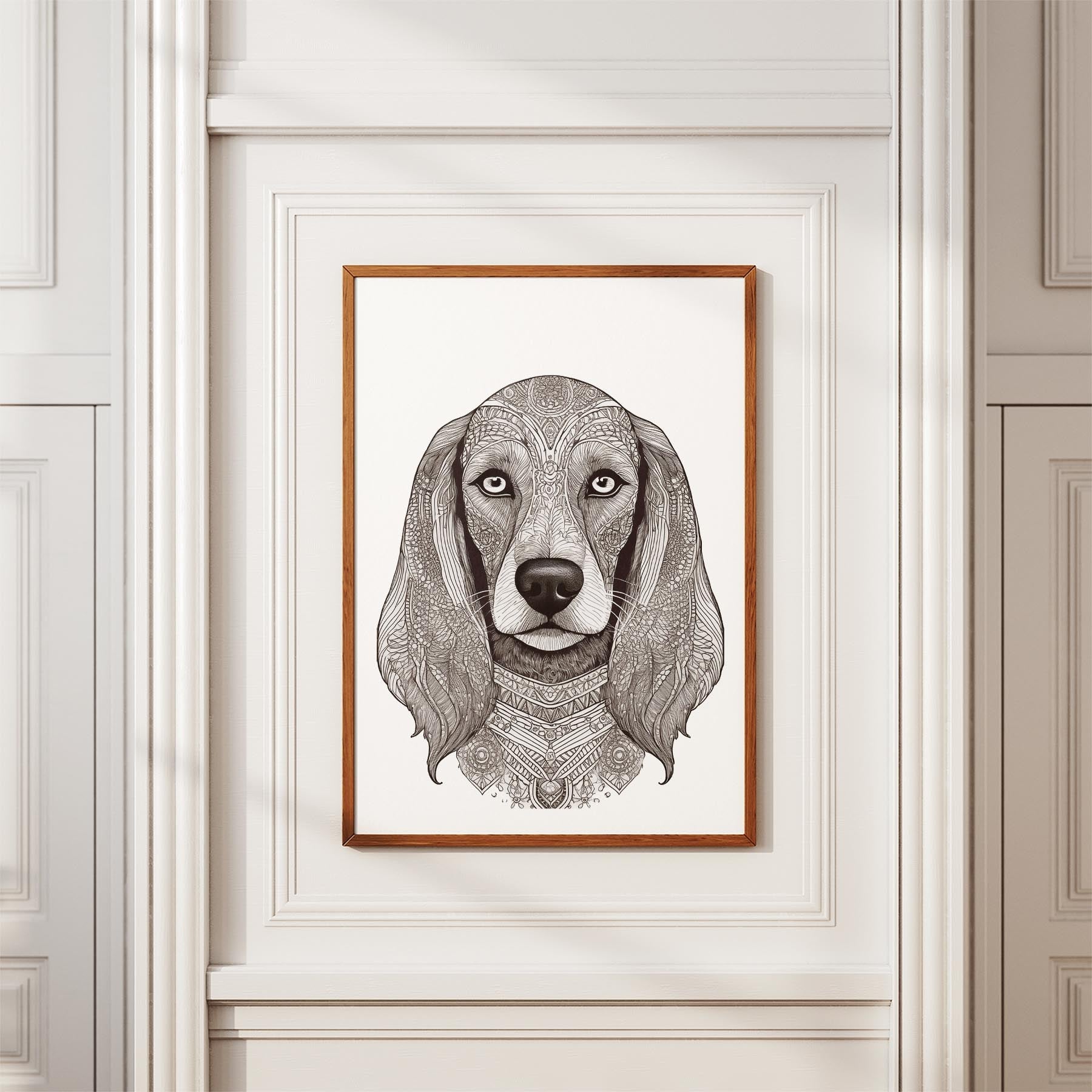 Afghan Mandala Black and White Dog Series image 3