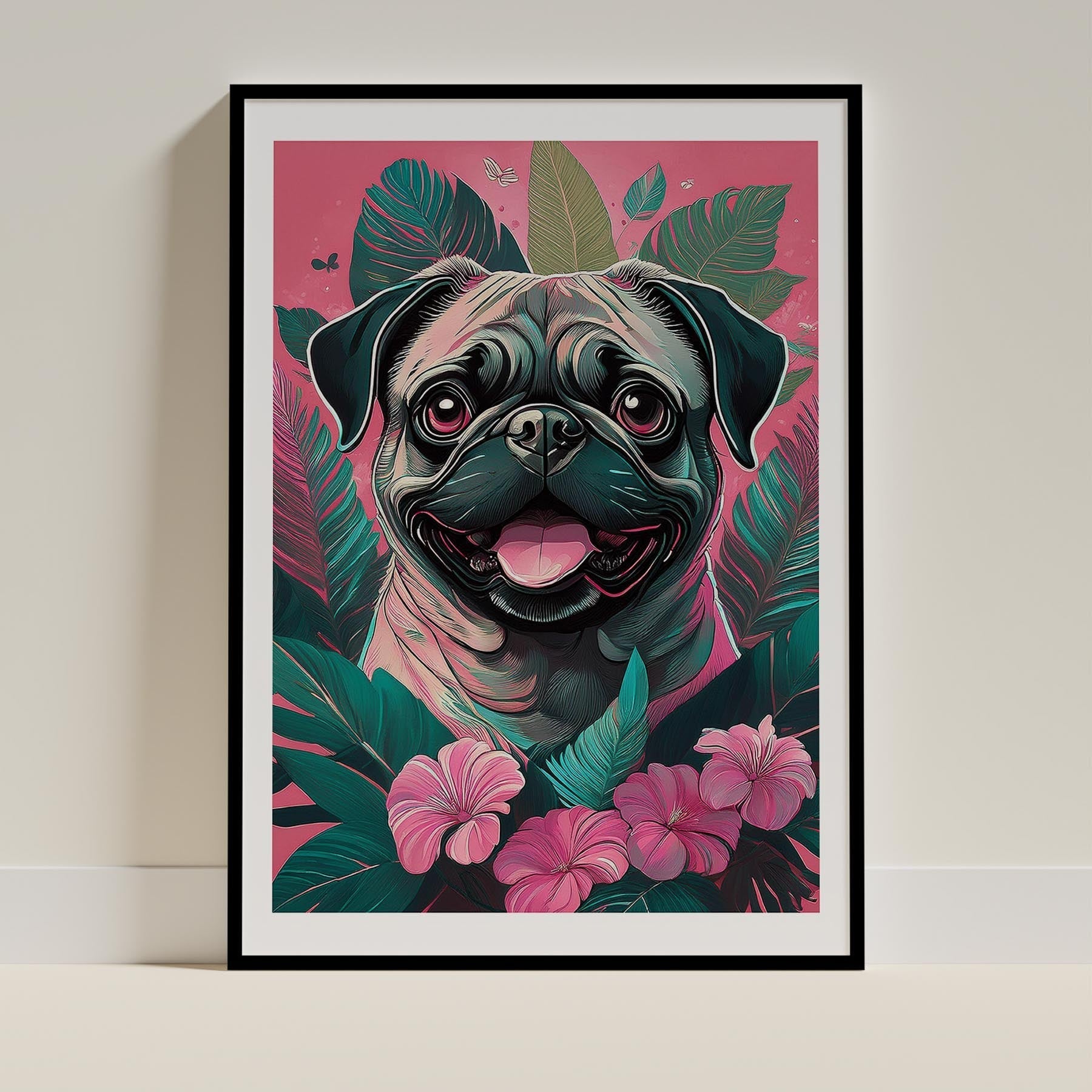 Pug Copy Flowery Dog image 0
