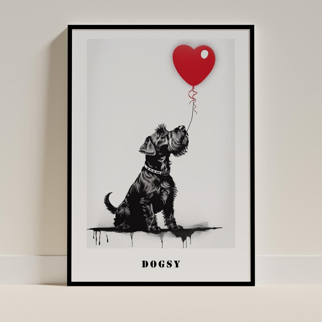 Schnauzer DOGSY Series inspired by the Art of Banksy with text Dogsy image 0