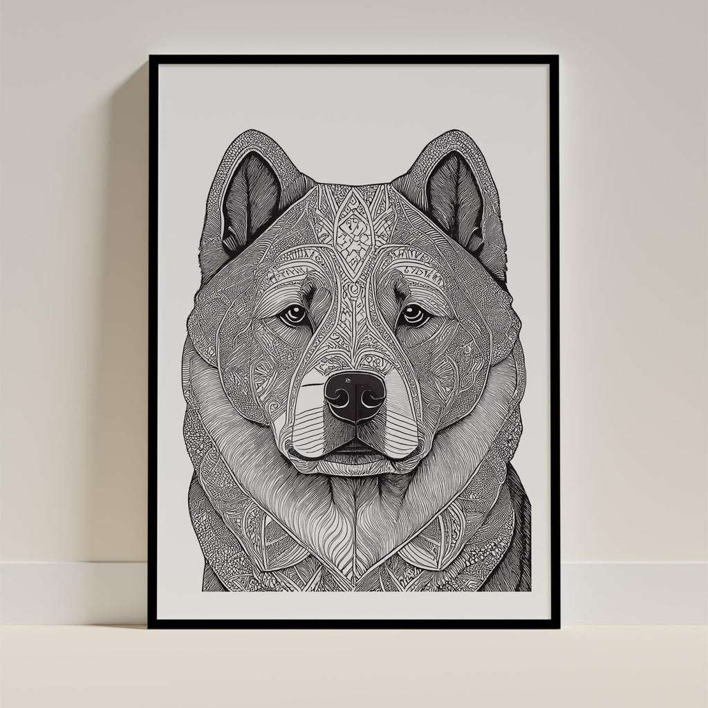 Chow Chow Mandala Black and White Dog Series image 0
