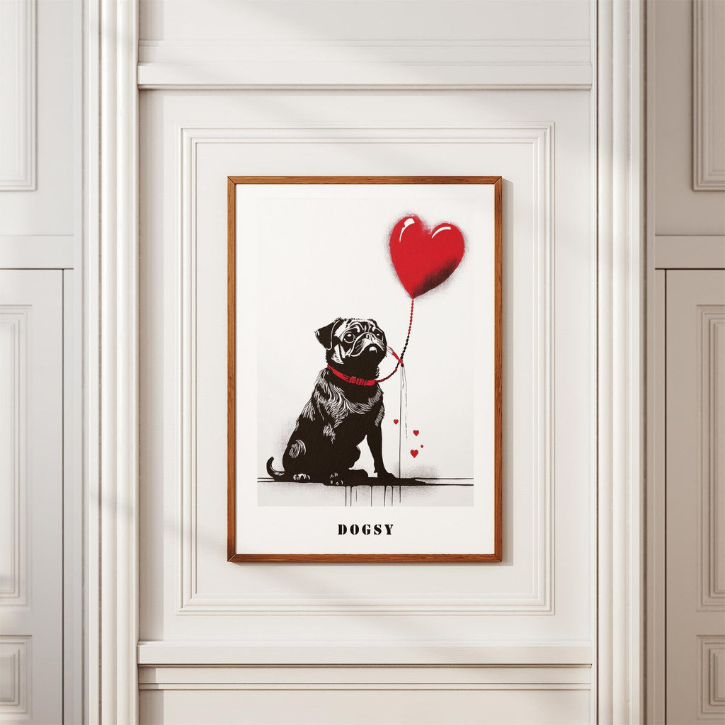 Pug DOGSY Series inspired by the Art of Banksy with text Dogsy image 3