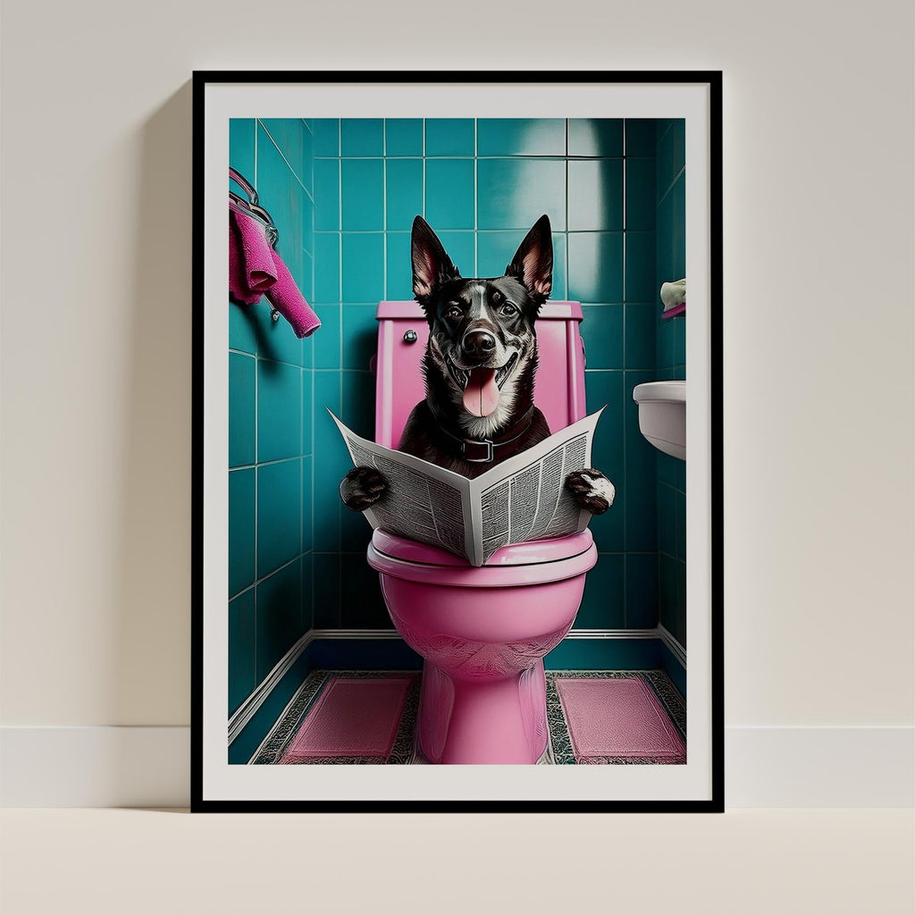 Kelpie Toilet Dogs PInk and Turquise image 0