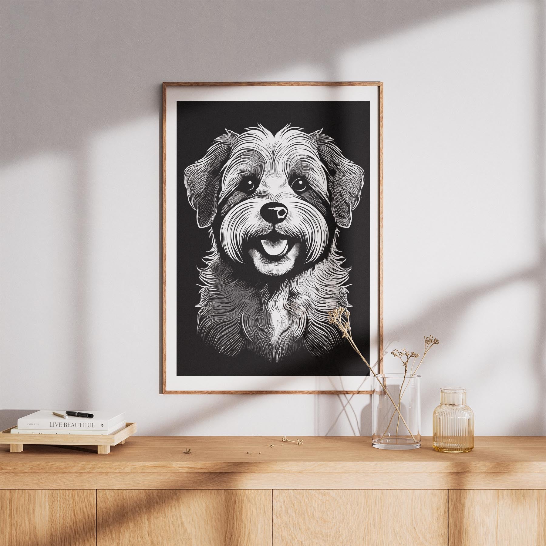 Havanese Line Dog Series in Black and White image 8