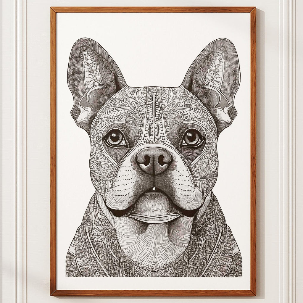 French Bulldog Mandala Black and White Dog Series image 10