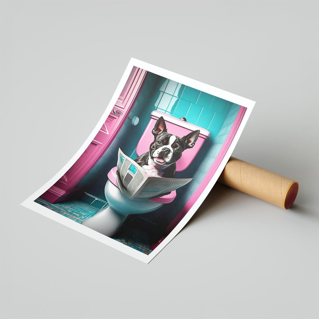 Boston Terrier Toilet Dogs PInk and Turquise image 6