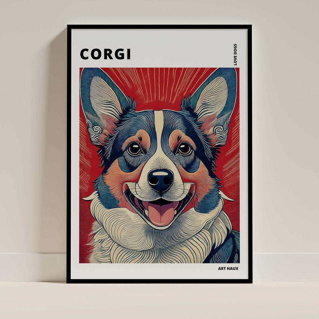 Corgi Hokusai Japanese Inspired Dog Series with Text image 0