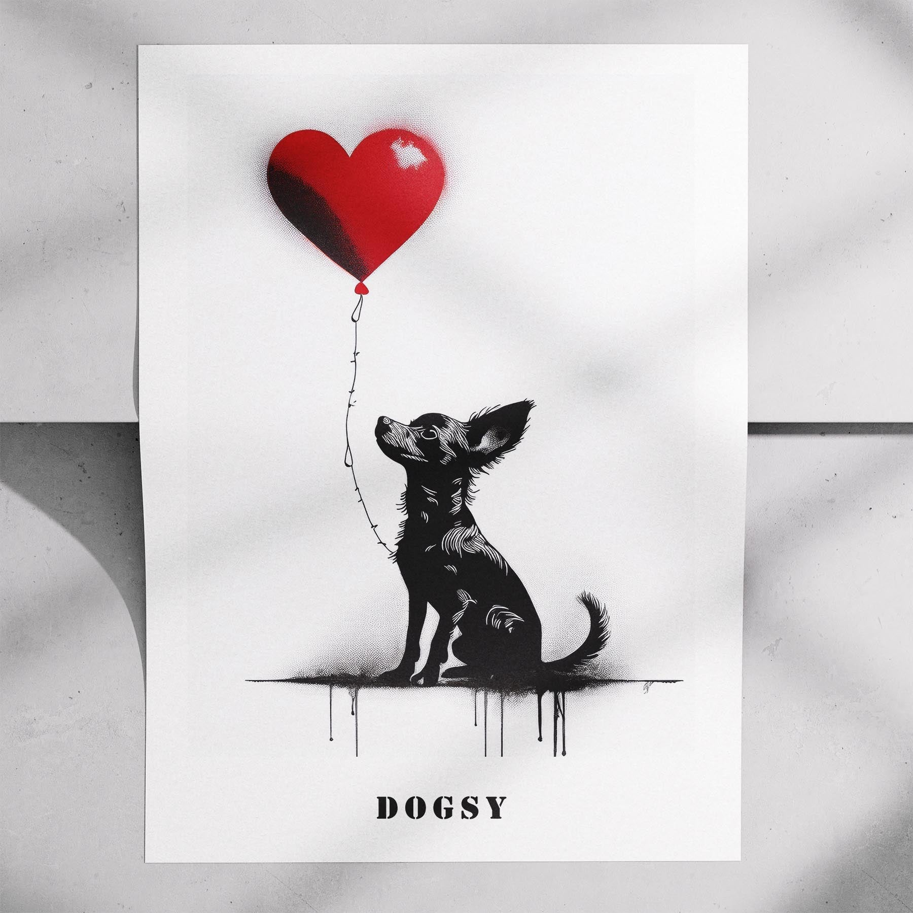 Chihuahua DOGSY Series inspired by the Art of Banksy with text Dogsy image 7