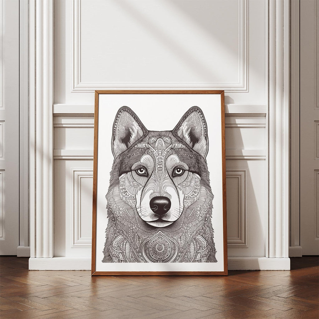 Siberian Husky Mandala Black and White Dog Series image 4