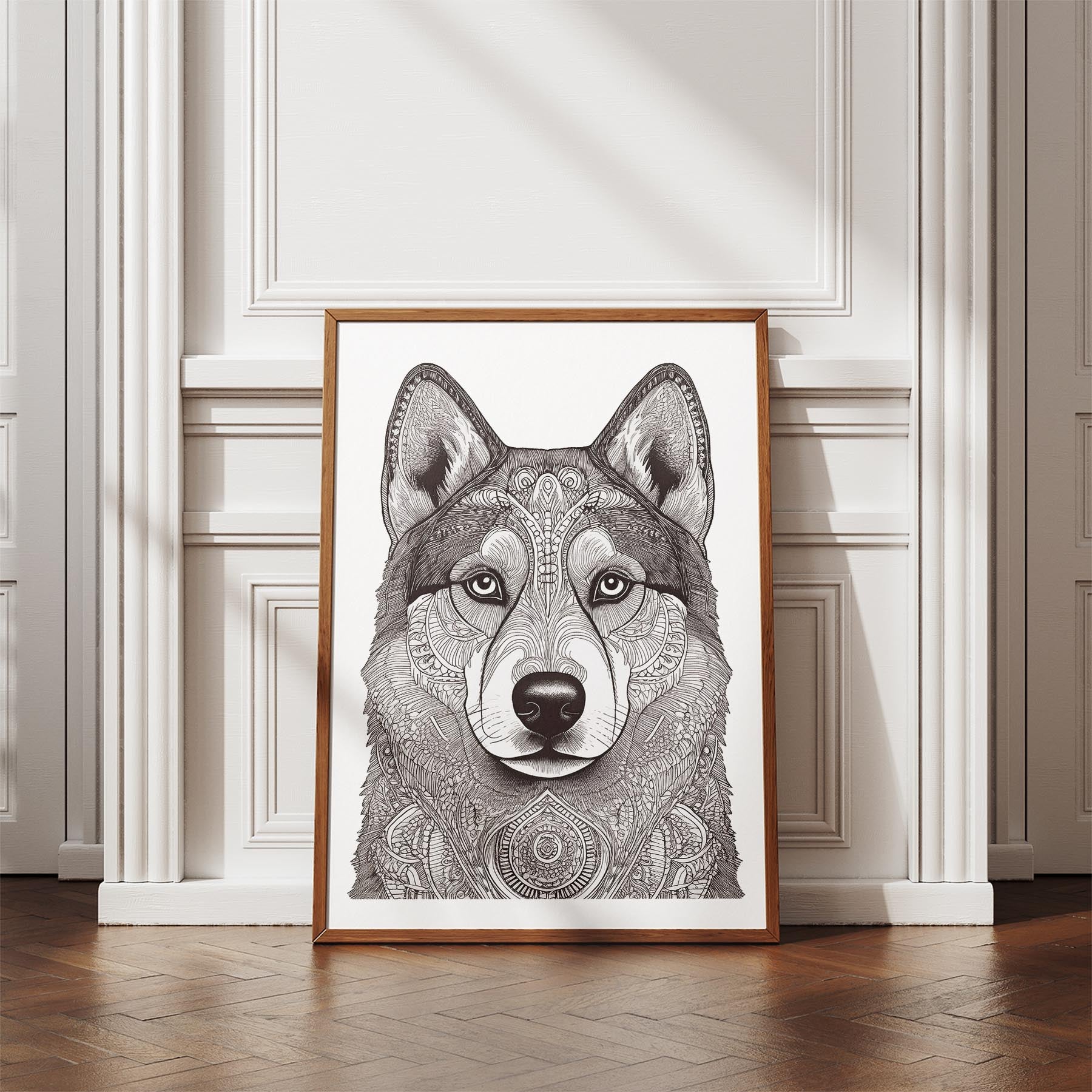 Siberian Husky Mandala Black and White Dog Series image 4