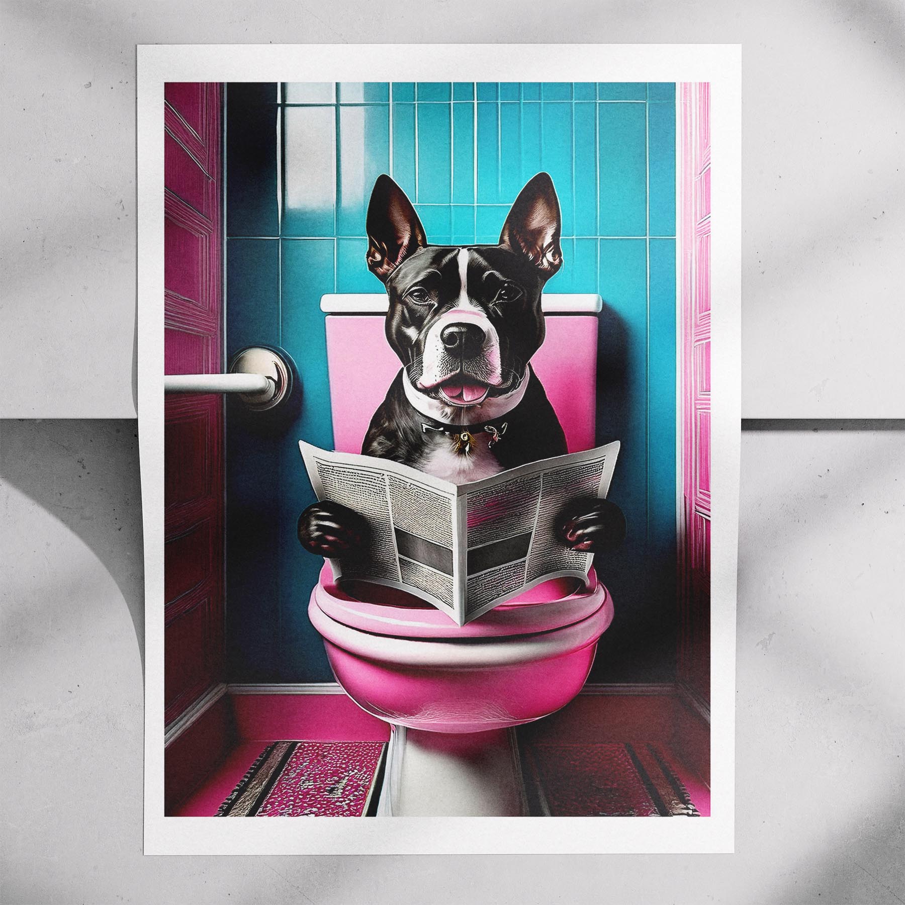 American Staffordshire Terrier Toilet Dogs PInk and Turquise image 7