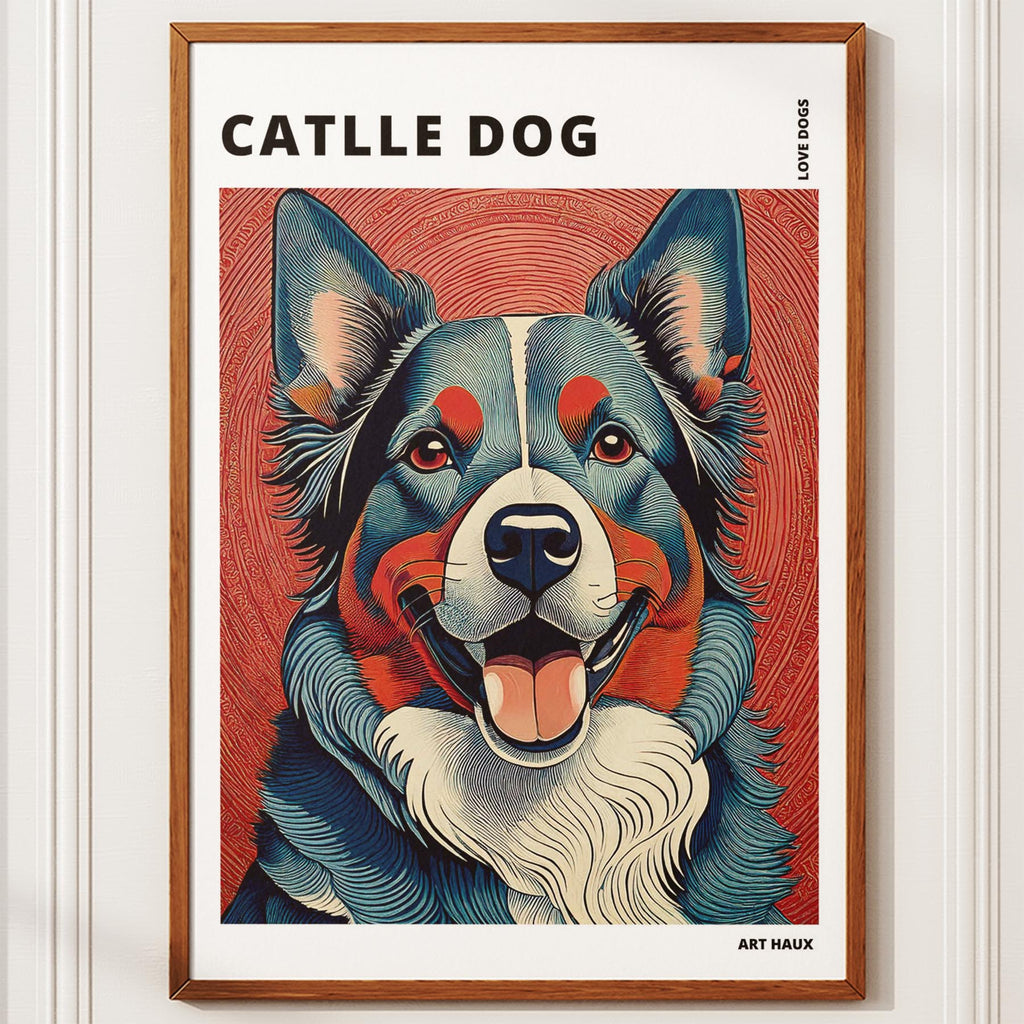 Cattle Dog Hokusai Japanese Inspired Dog Series with Text image 9