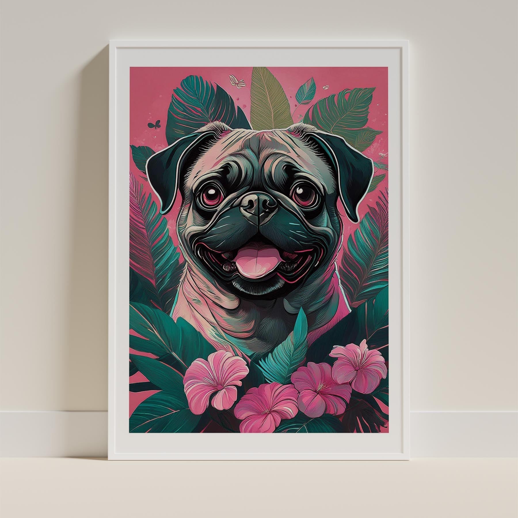 Pug Copy Flowery Dog image 9