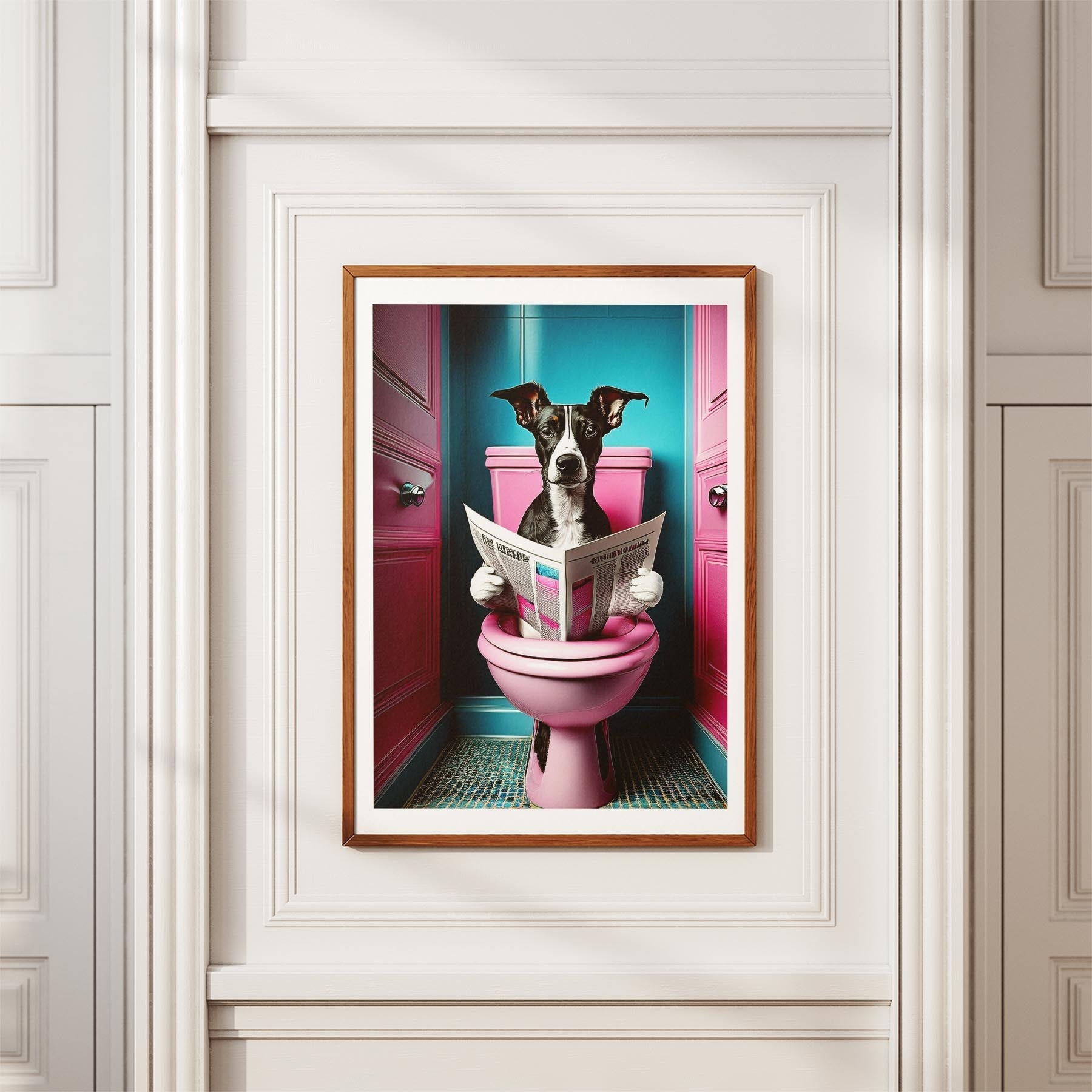 Whippet Toilet Dogs PInk and Turquise image 3