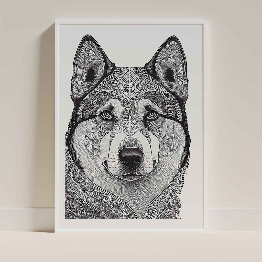 Alaskan Malamute Mandala Black and White Dog Series image 9