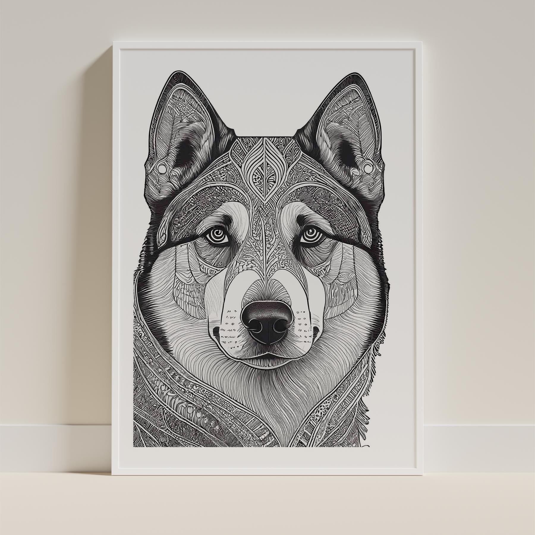 Alaskan Malamute Mandala Black and White Dog Series image 9