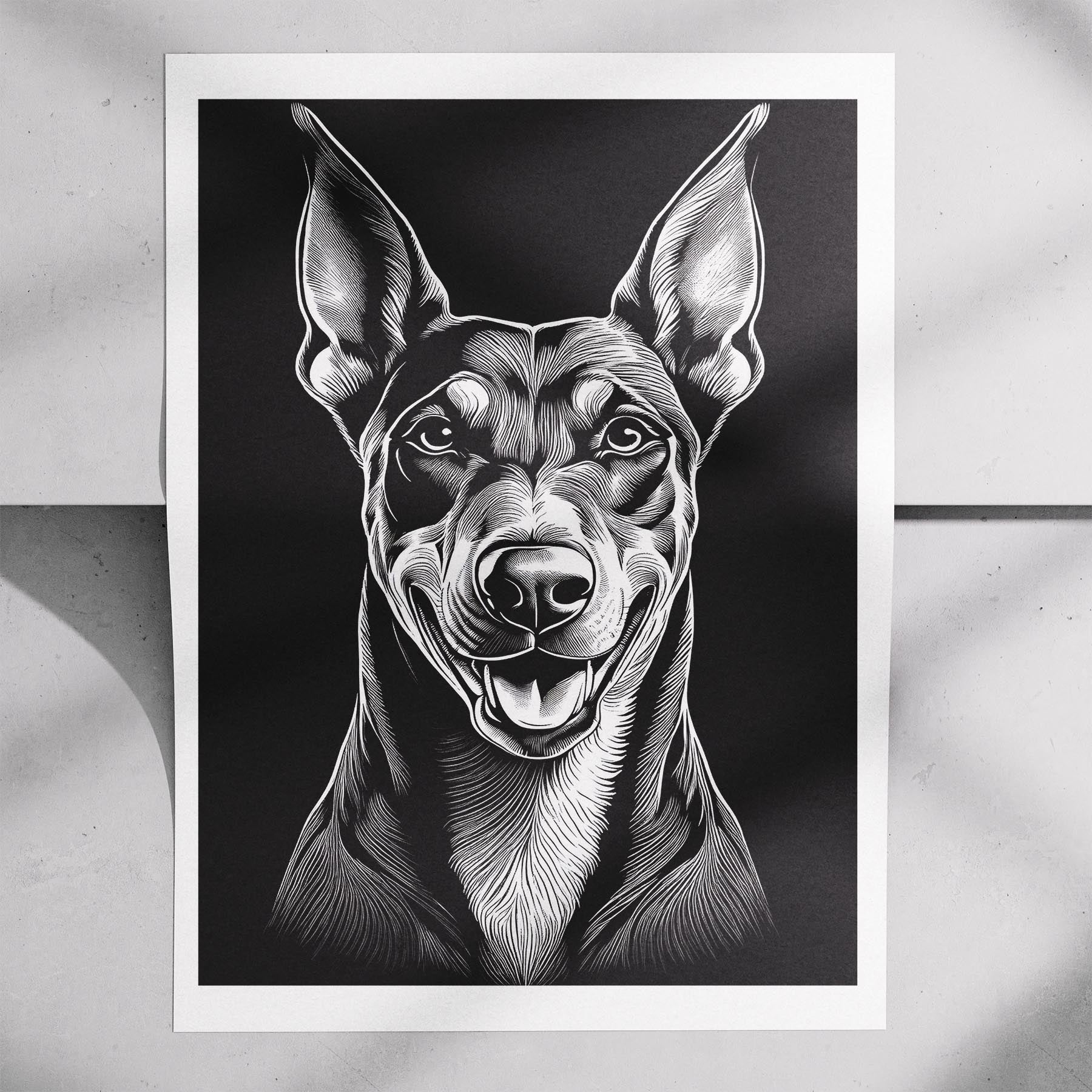 Doberman Line Dog Series in Black and White image 7