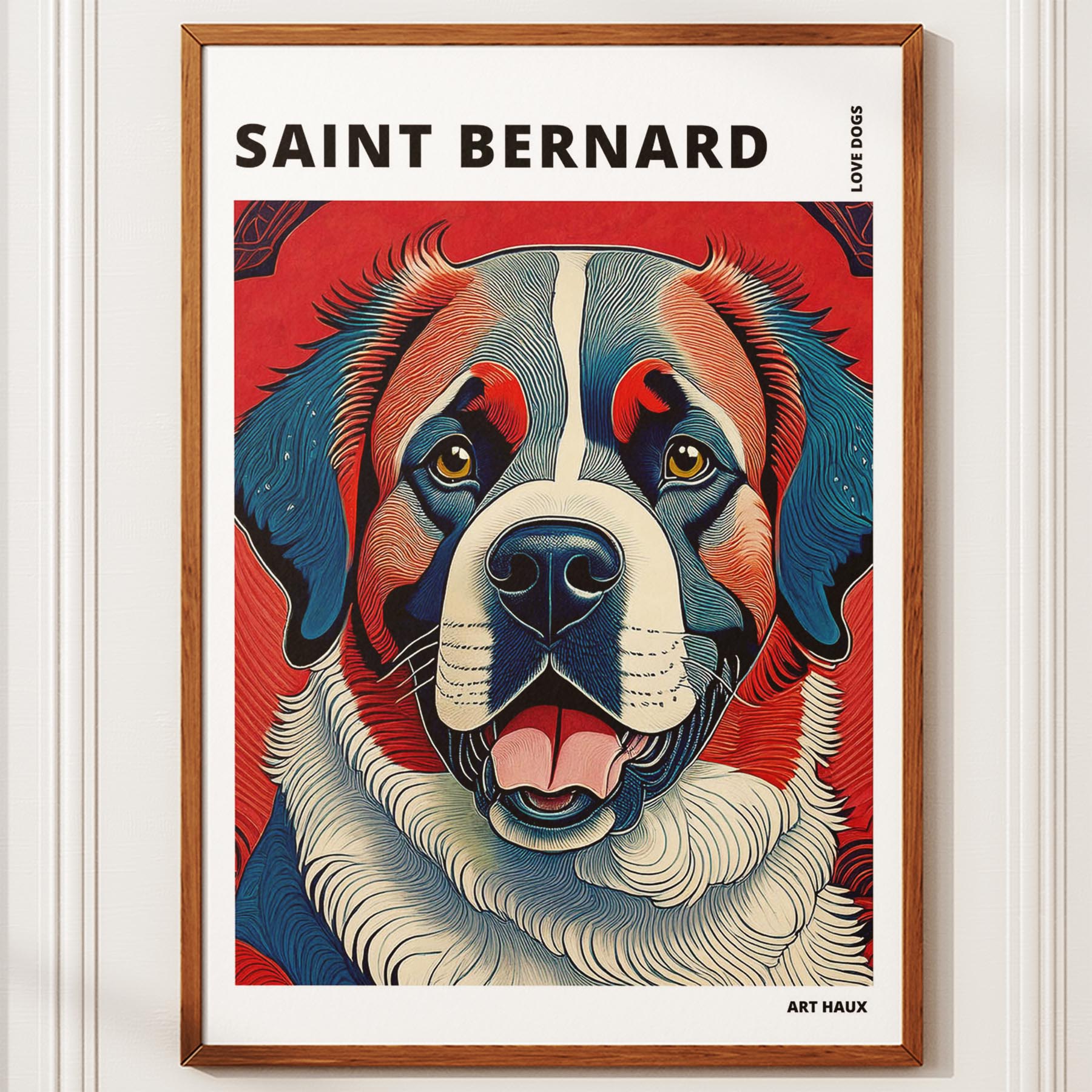 Saint Bernard Hokusai Japanese Inspired Dog Series with Text image 9
