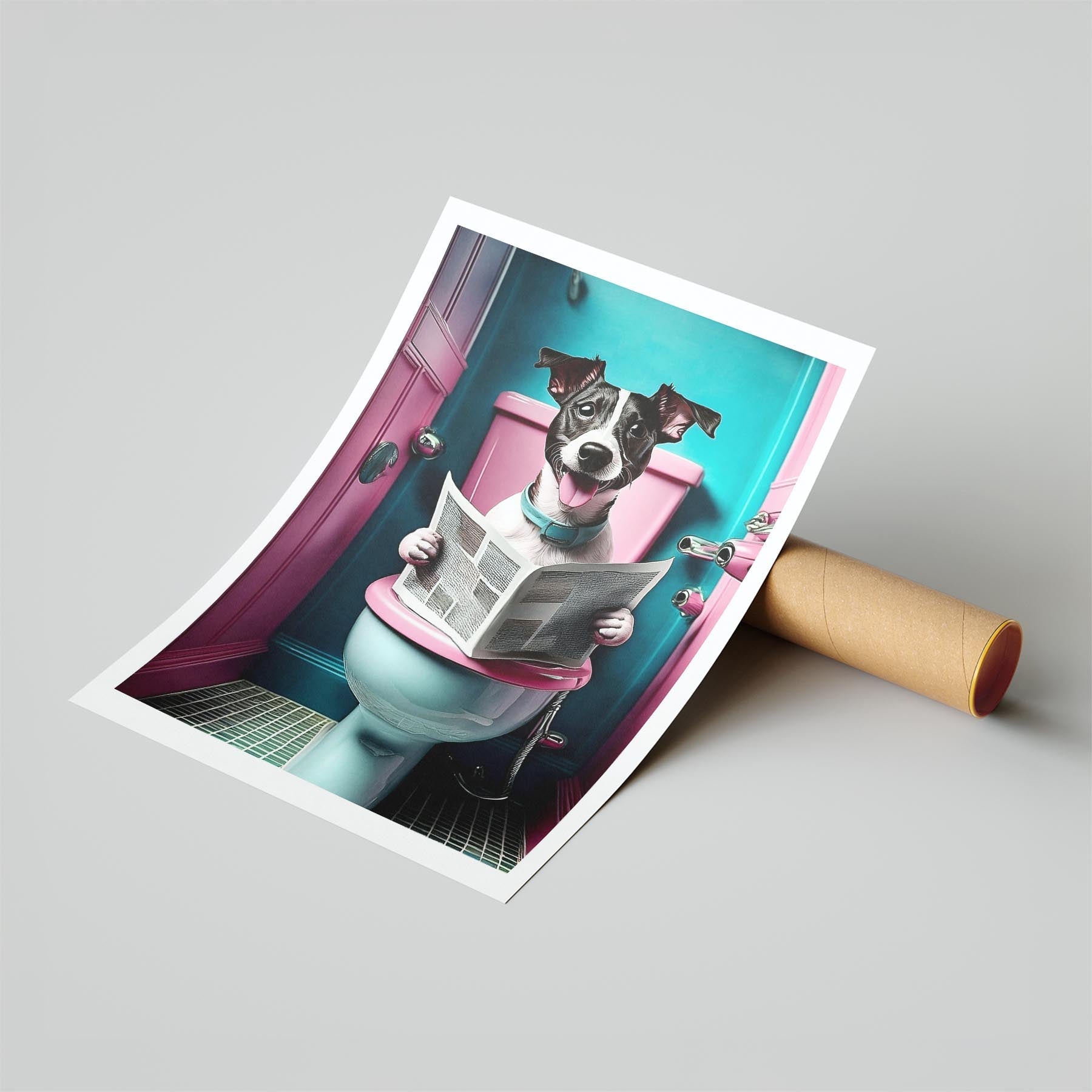 Jack Russell Toilet Dogs PInk and Turquise image 6