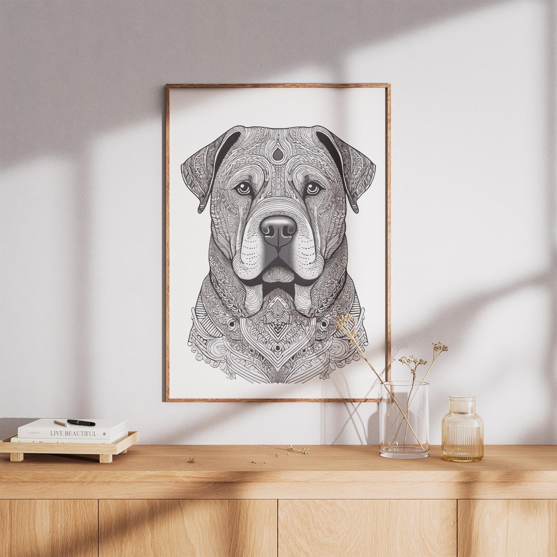 Shar Pei Mandala Black and White Dog Series image 8