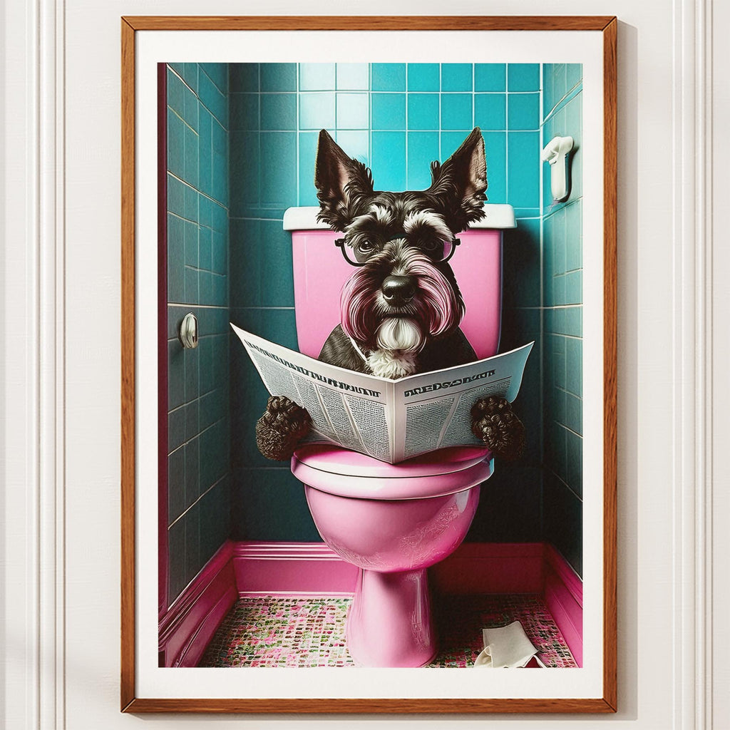 Schnauzer Toilet Dogs PInk and Turquise image 10