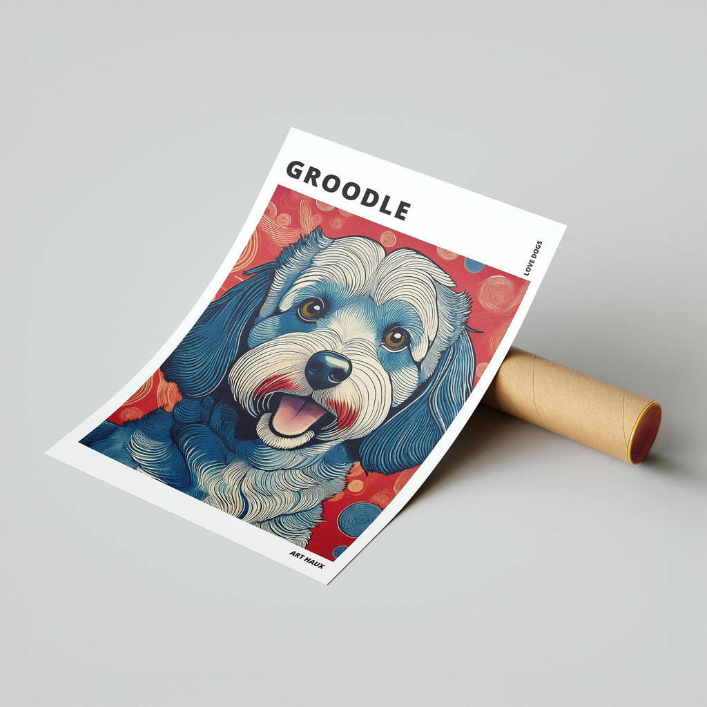 Groodle Hokusai Japanese Inspired Dog Series with Text image 6