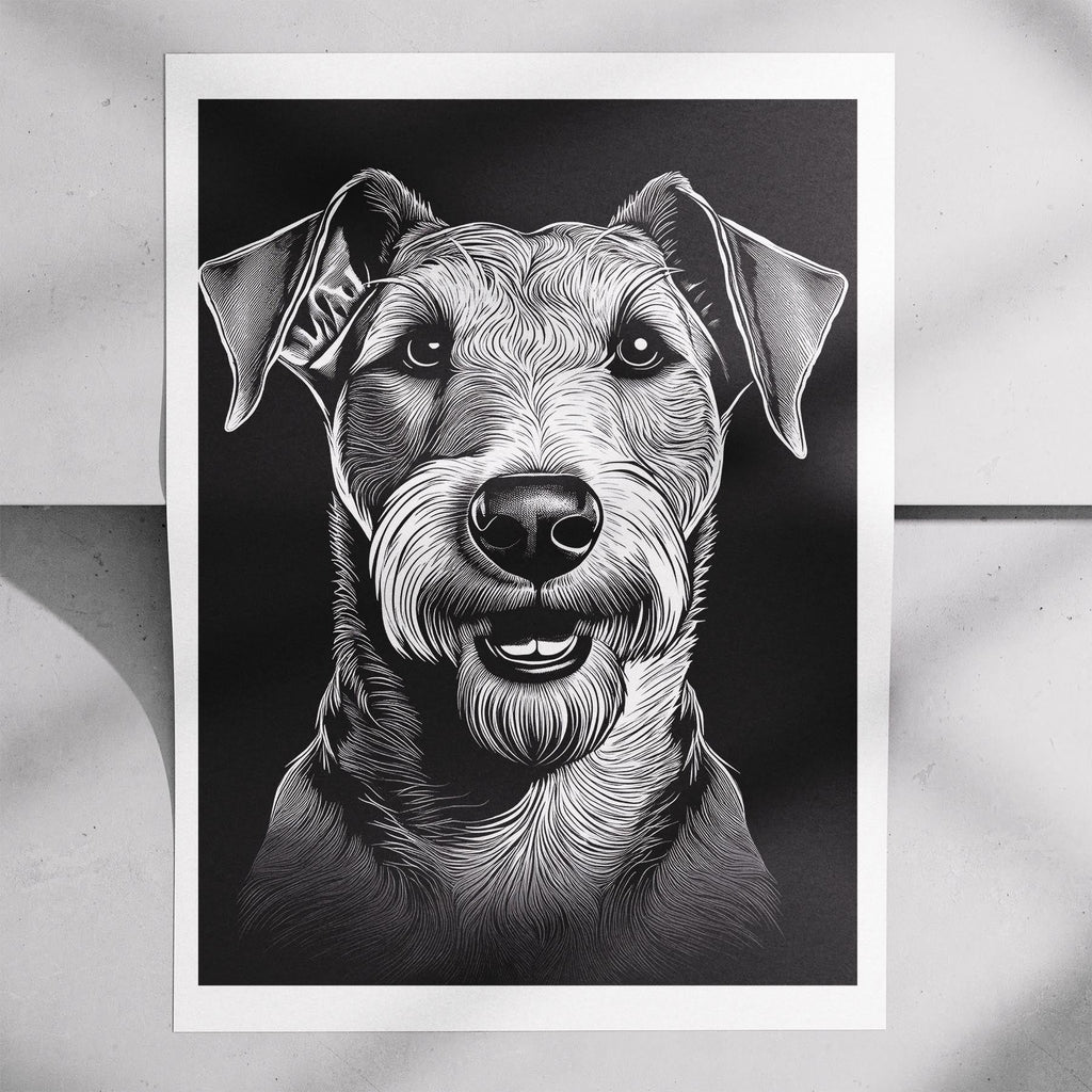 Airedale Line Dog Series in Black and White image 7